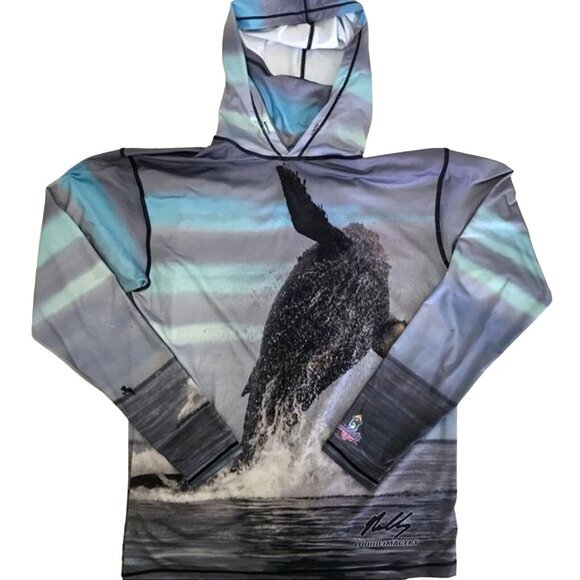 Oceancognito Men's Breech Whale Graphic Surf Dive Hoodie‎ Beach Outdoor. Size S - Picture 2 of 11